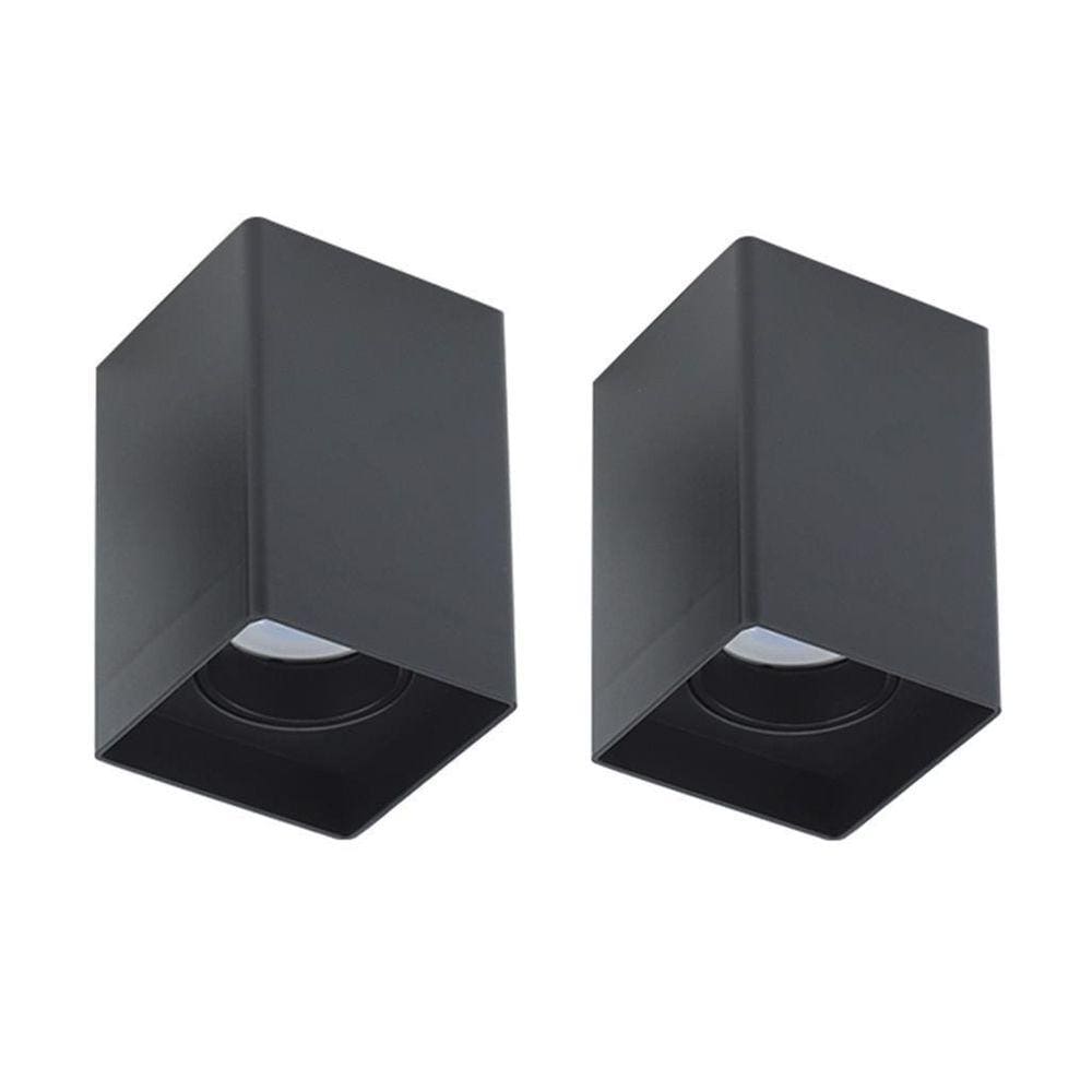 2 Spot Sobrepor Quadrado Preto Mr16 Direcionavel Gu10 Zan38