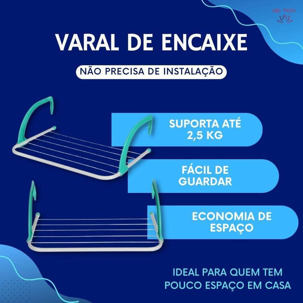 Varal Portátil Para Porta Janela Secador Roupa Pouco Espaço