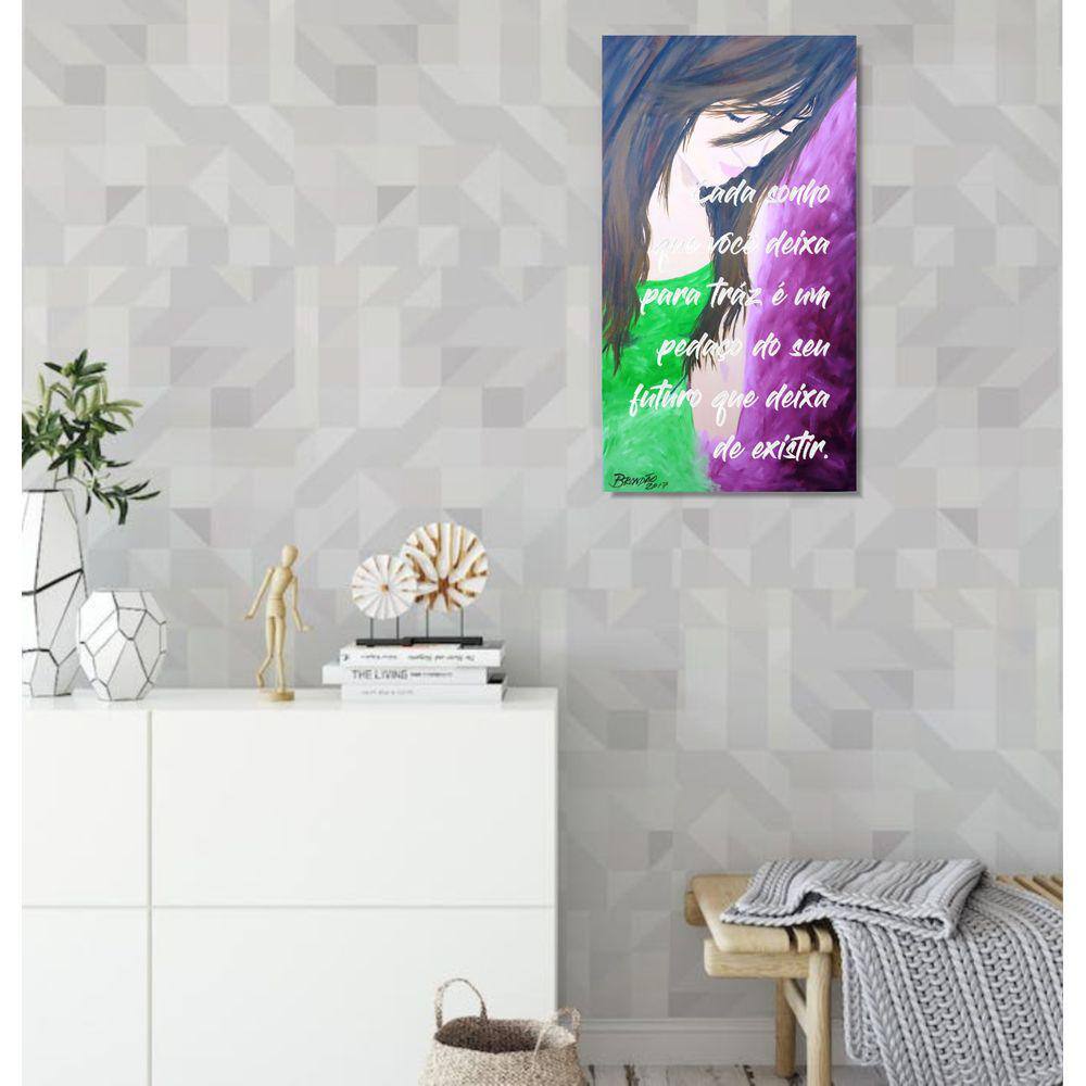Quadro com Frase Decorativo para Parede Pintado a Mão Medindo 61 X 34 Cm