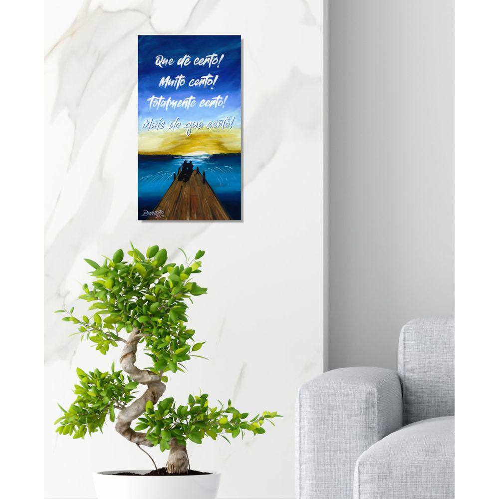 Lindo quadro decorativo com frase inspirada motivacional Que dê certo. Muito certo. Totalmente certo. Mais do que certo pintado a mão medindo 61x34cm