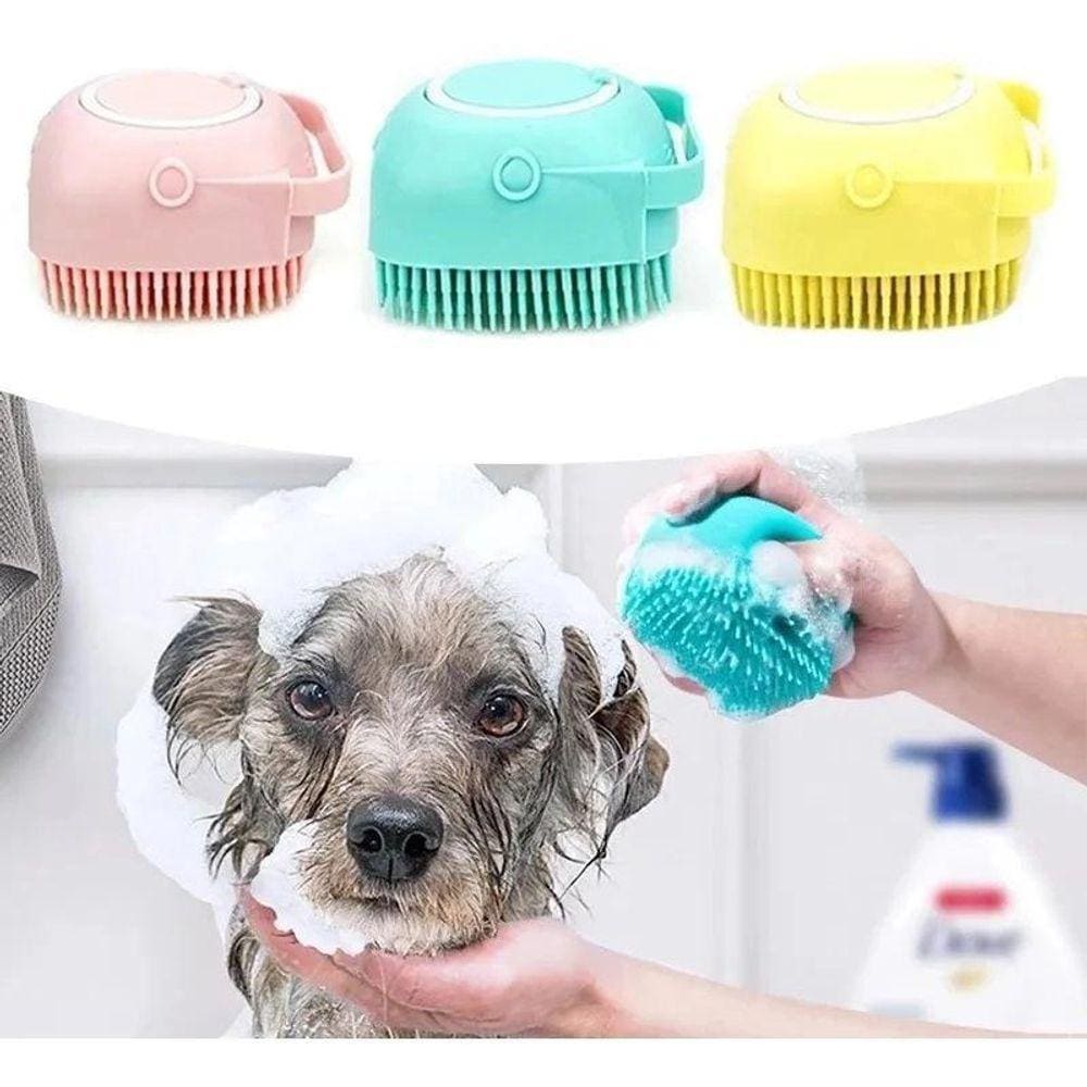 Esponja Banho Cachorro Gato Pet Silicone Reservatório