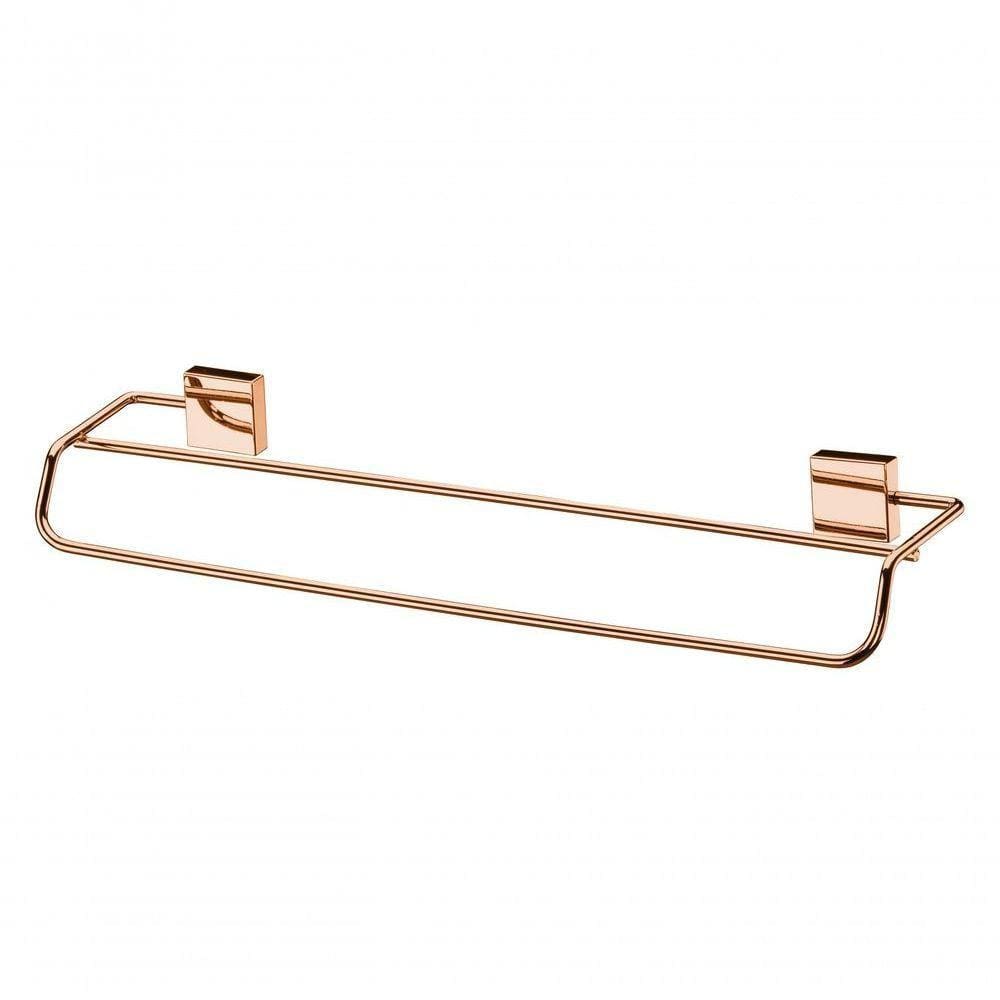 Porta Toalha Rosé Gold Toalheiro Duplo 45cm Future 7508rg