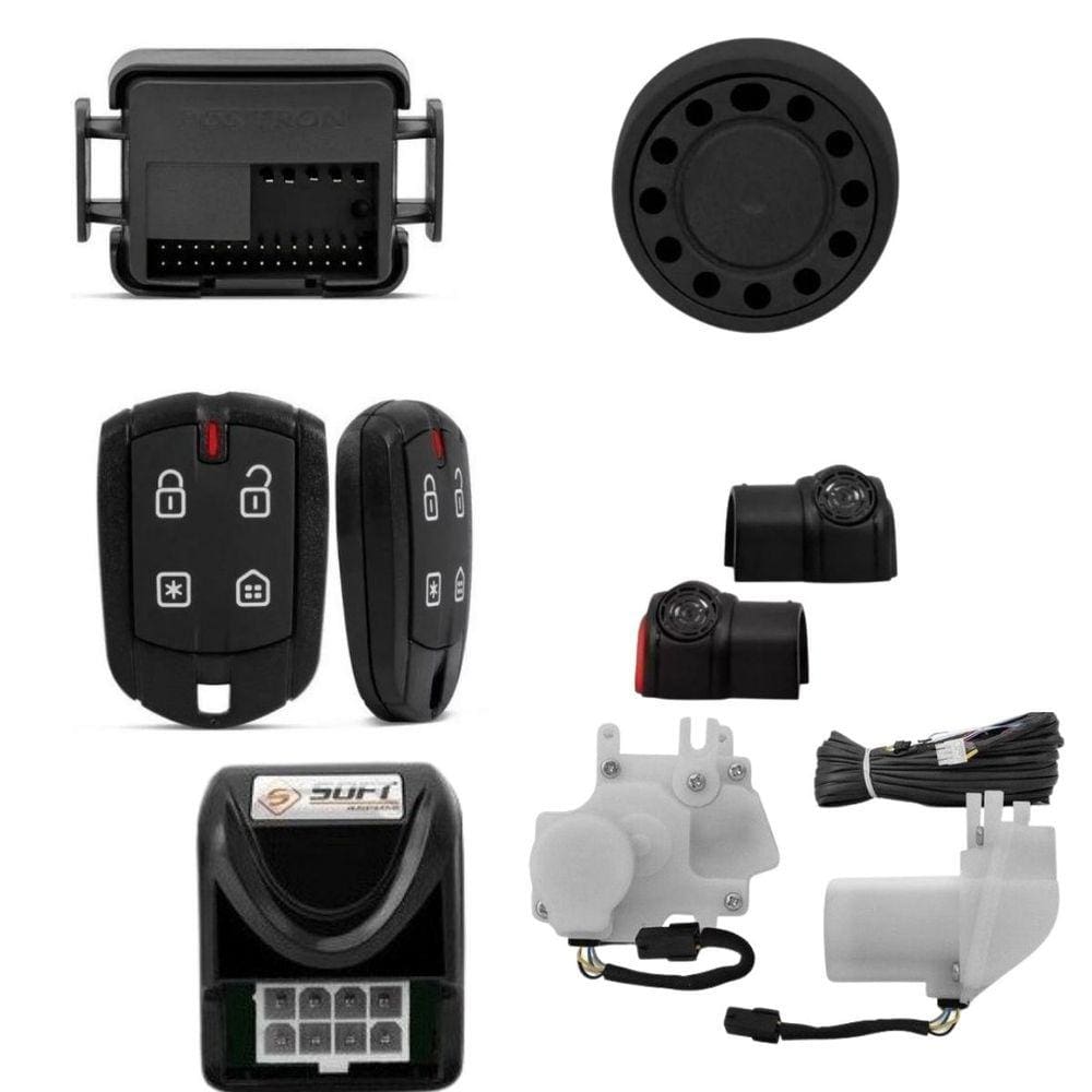 Alarme Positron EX360 Universal + Kit Trava Elétrica Celta 05/15 4 Portas