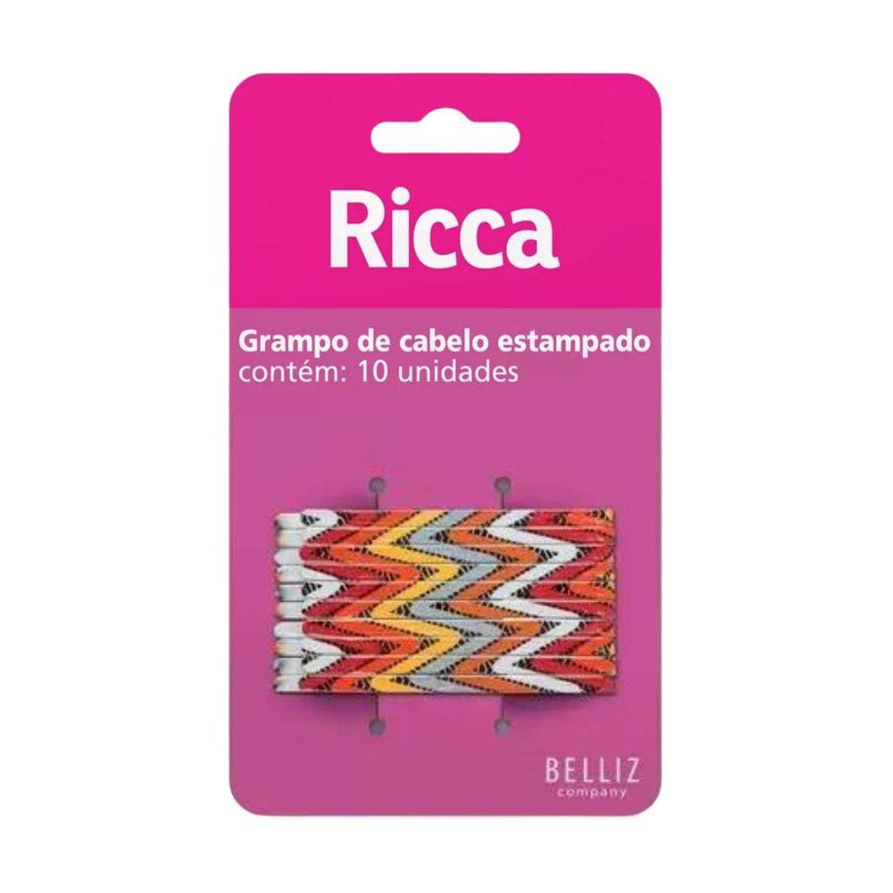 Grampo De Cabelo Estampado Ricca Style Étnico C/10Un Cód.1030