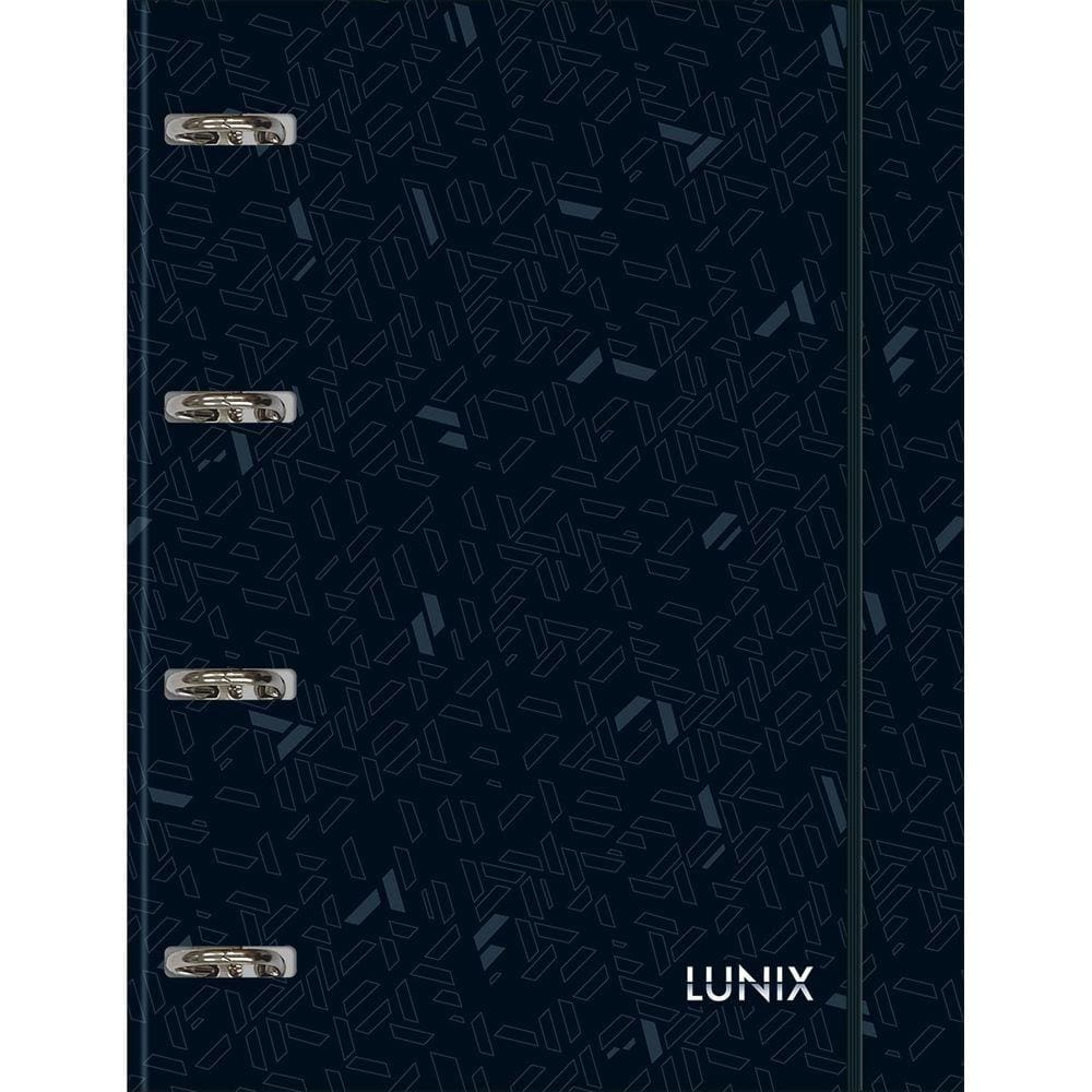 Caderno Argolado Cartonado Universitário com Elástico Lunix Preto 80 Folhas Tilibra Ref 33464