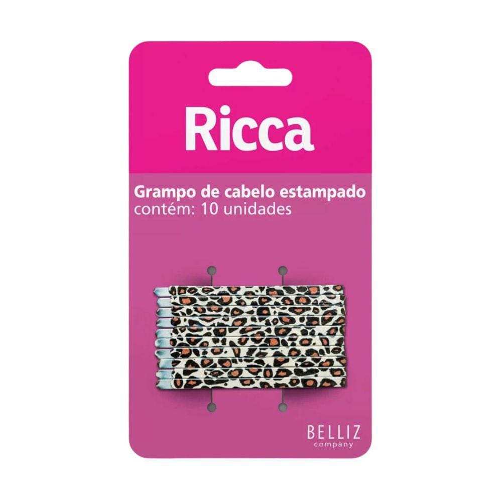 Grampo De Cabelo Estampado Ricca Style Onça C/10Un Cód.1031