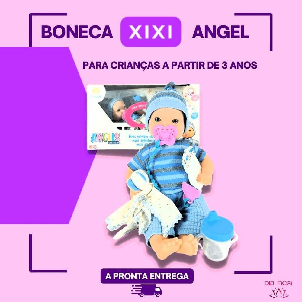 Boneca Menino Menina Top Coleção Angels Xixi Com Acessórios