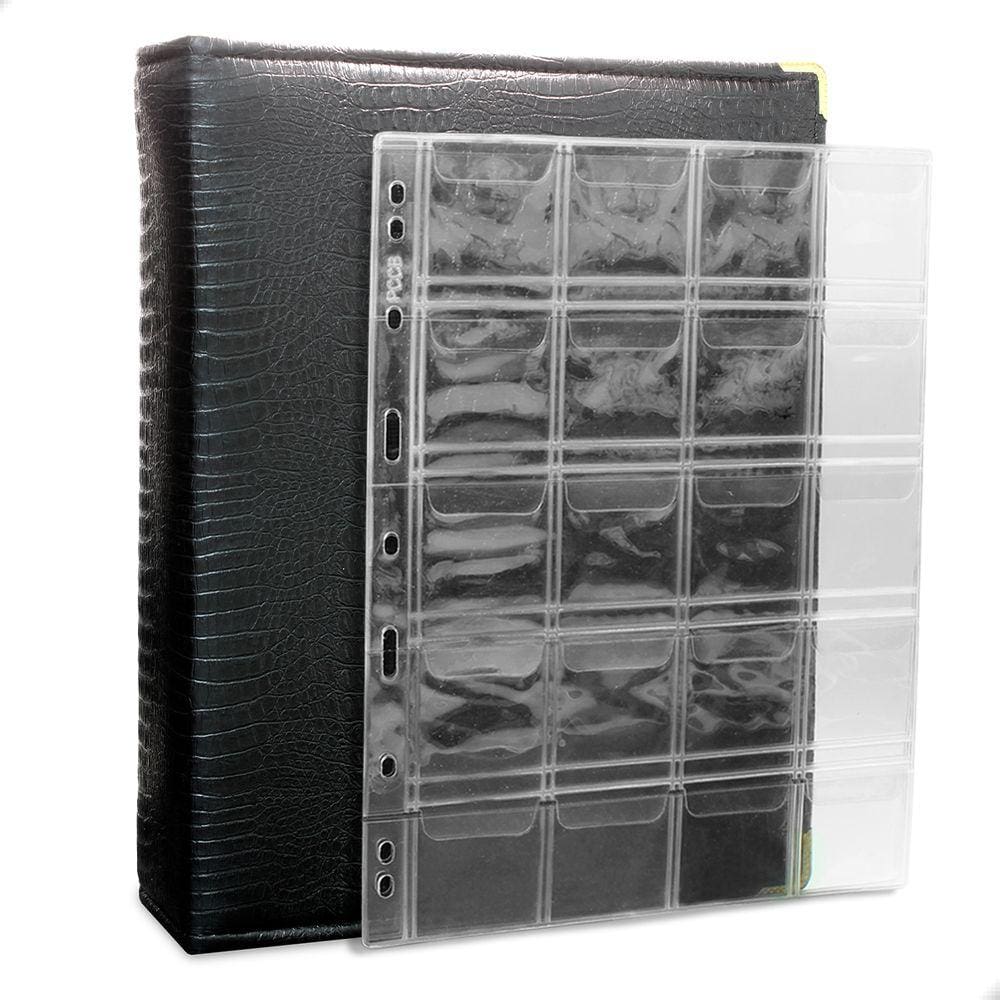 Álbum Fichário 30 Folhas Para 600 Moedas 28x21 Cobra Fosco XL