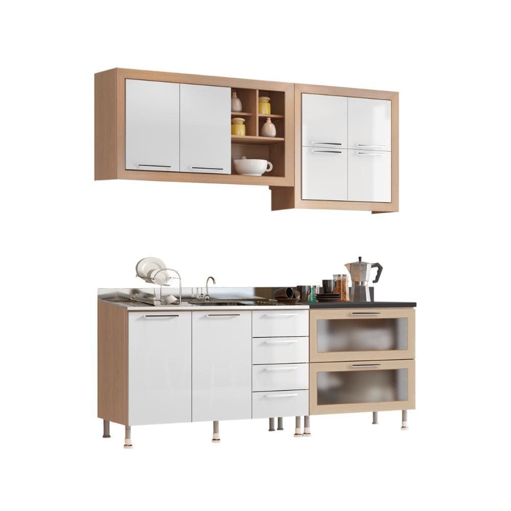 Cozinha Ditália Aspen s/tampo s/pia Carv/Branco A58