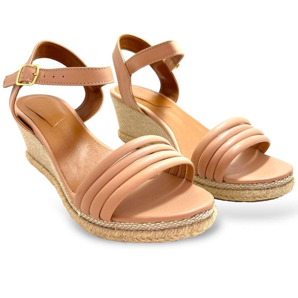 Sandália Feminina Salto Anabela Comfort Nude