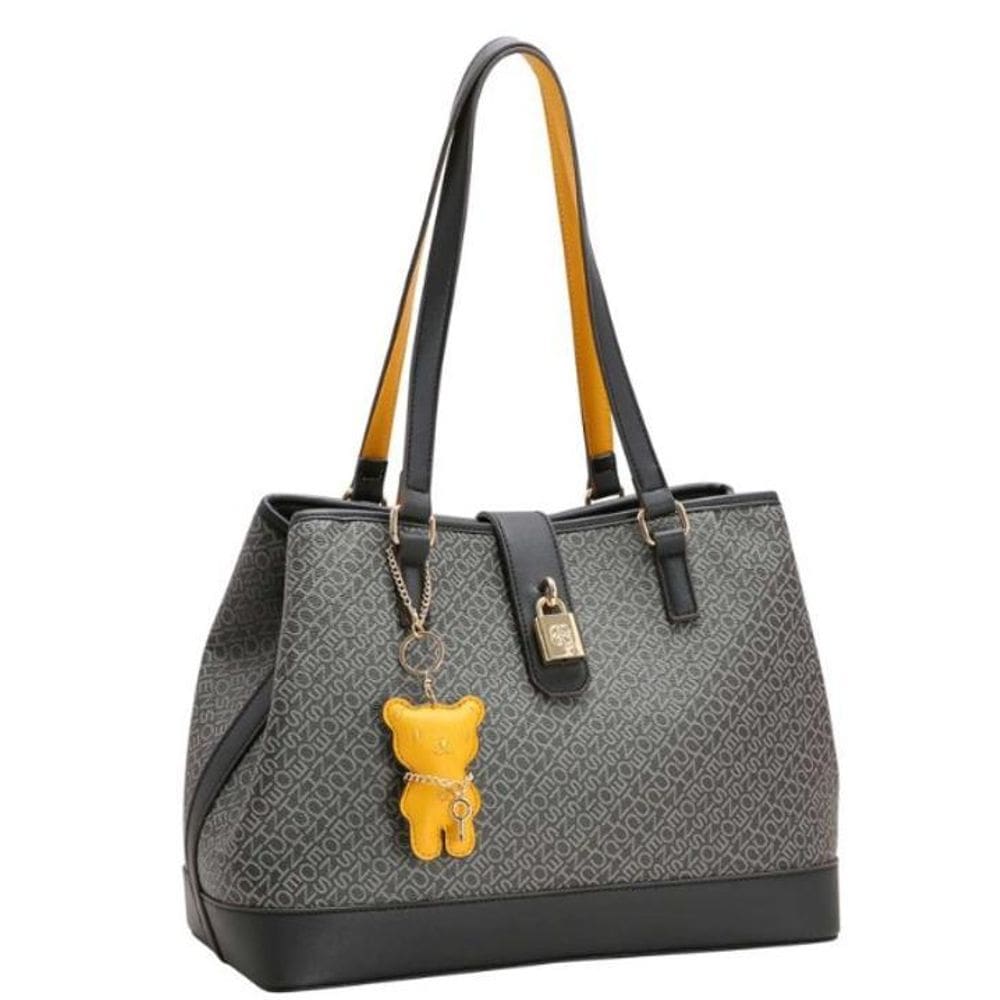 Bolsa Ombro Feminina Chenson Duo Monograma 2Em1 Preto