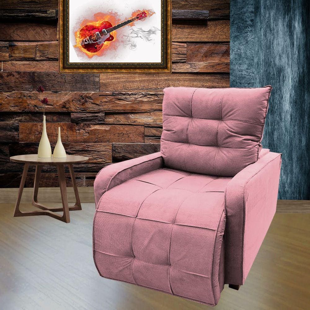 Poltrona Reclinável Sala Quarto Amamentação Rosa