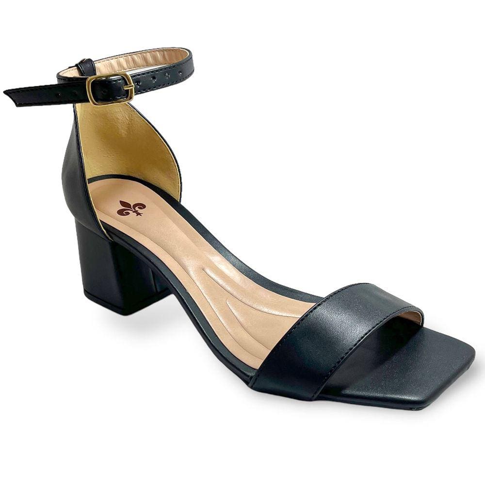 Sandália Feminina Comfort Salto Bloco Grosso Preta