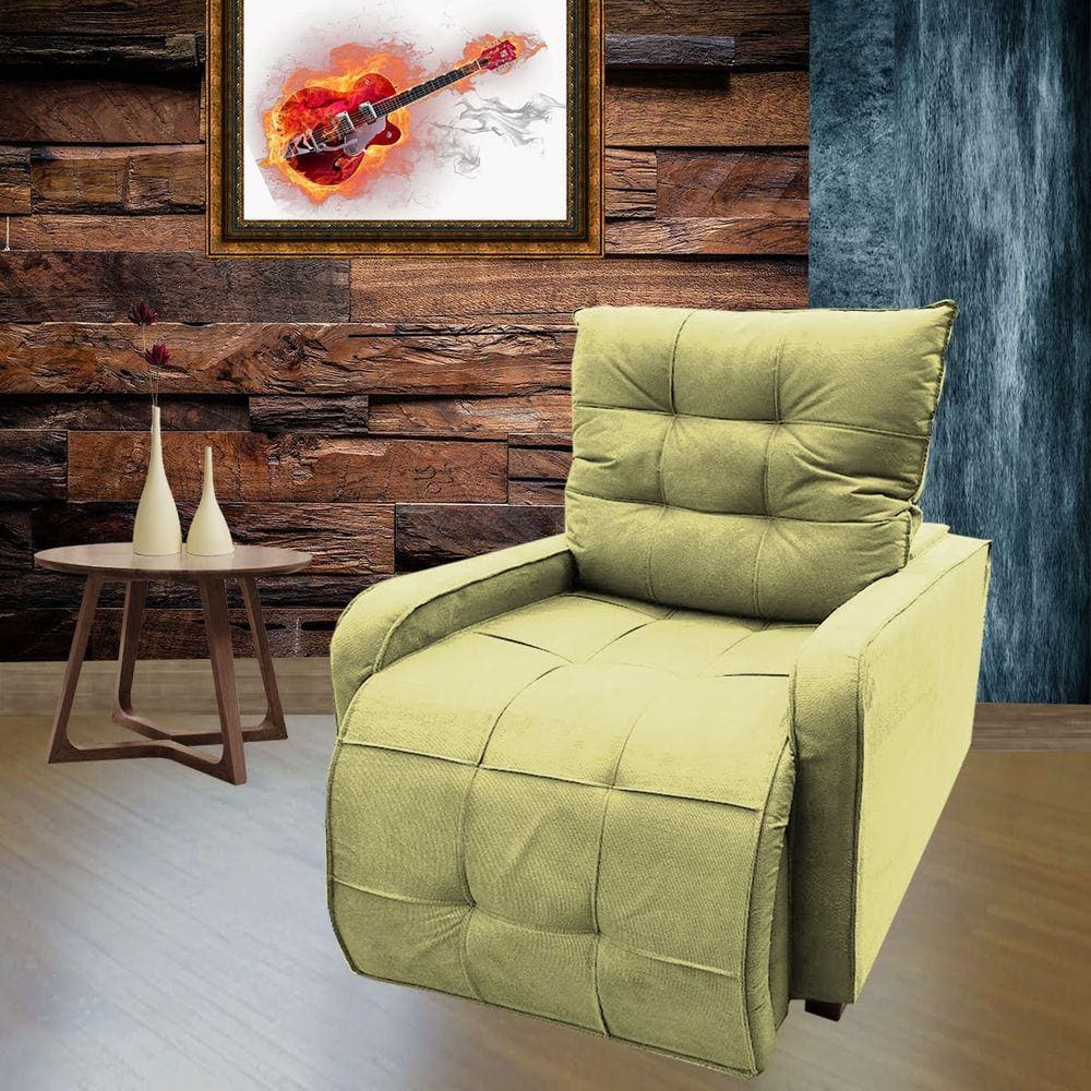 Poltrona Retratil e Reclinavel Com Rodape Regulavel Azera Amarelo