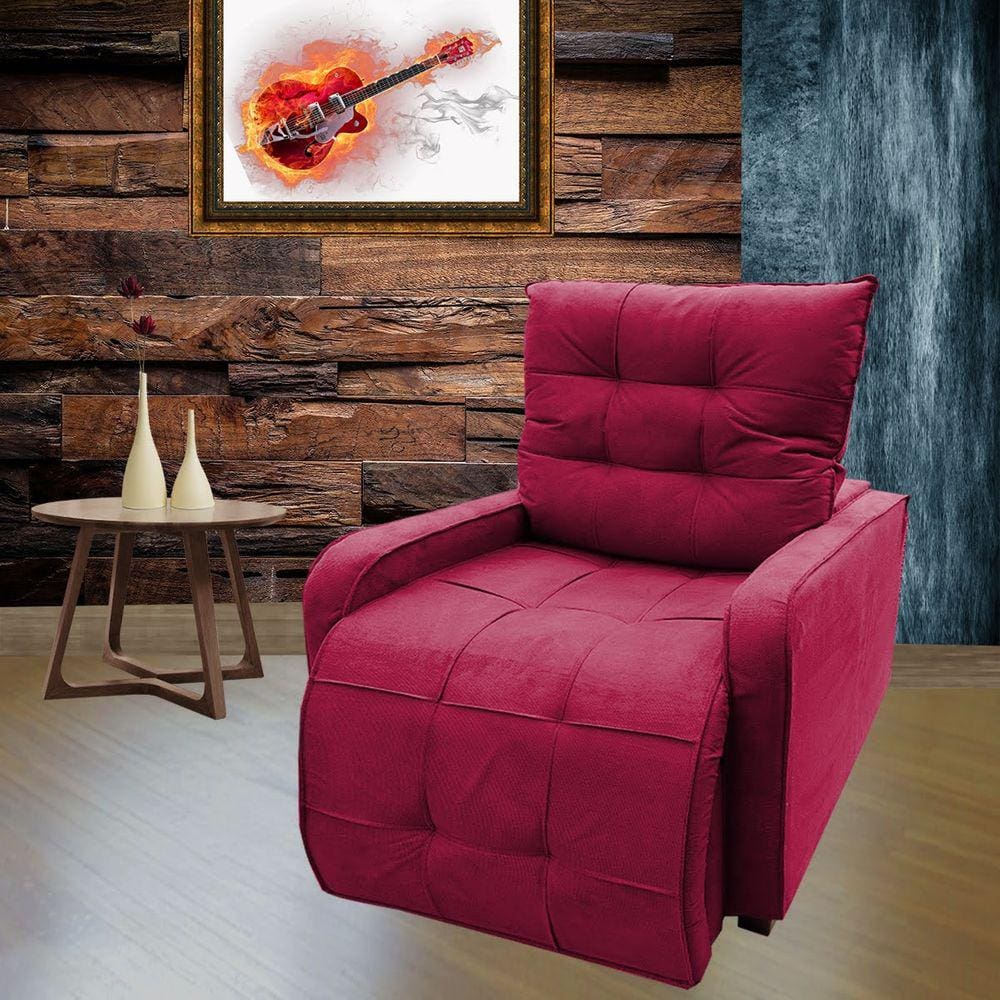 Poltrona Retratil e Reclinavel Com Rodape Regulavel Azera Vermelho
