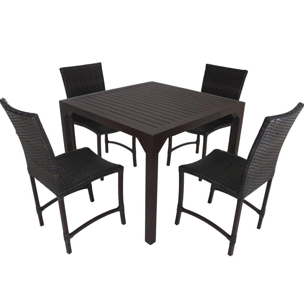 Conjunto de 4 Cadeiras e Mesa Quadrada 100x100 com Tampo Ripado em Alumínio - Área, Cozinha Trama