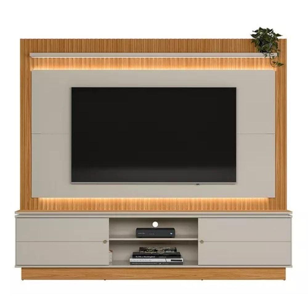 Home para TV até 75 Polegadas 2 Portas Guararapes com LED Linea Brasil Nature Off White