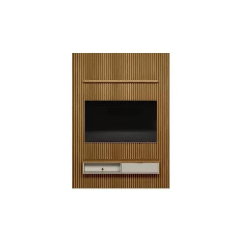 Painel Ripado Modular 1 Nicho 1 Prateleira 1.80m Linea Brasil Nature/Off White