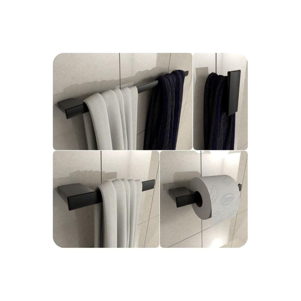 Kit De Acessórios De Banheiro Preto Fosco F.Master 4 Peças