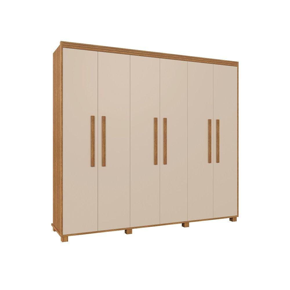Guarda Roupa Casal Madri 100% MDF Pés Madeira Camas Fênix