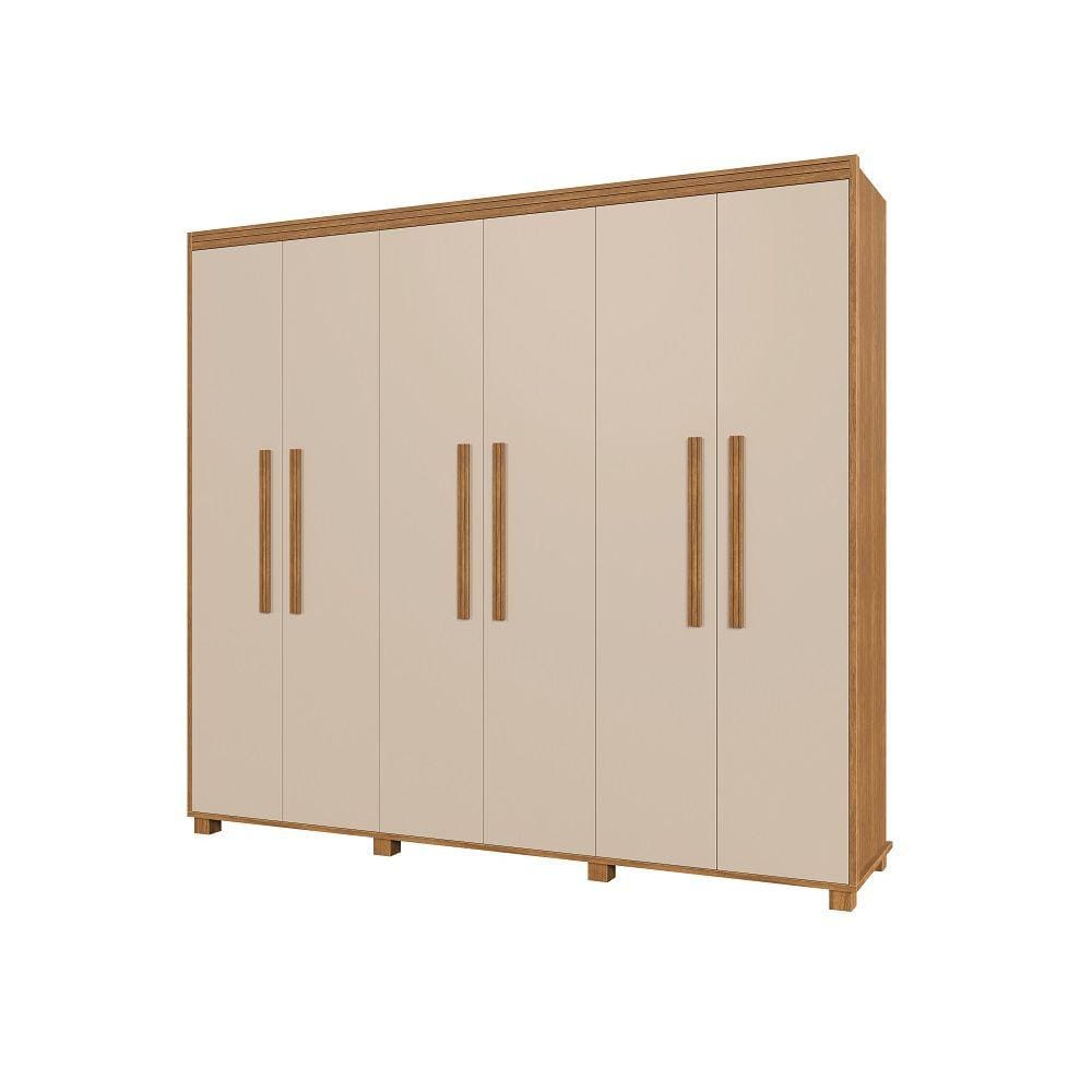 Guarda Roupa Casal Viena 100% MDF Pés Madeira Camas Fênix
