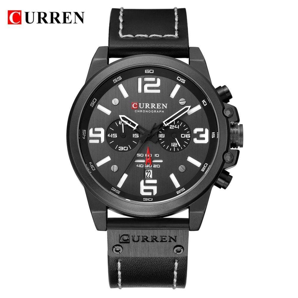 Relógio CURREN M8314 | Japão Quartz | Preto | Couro