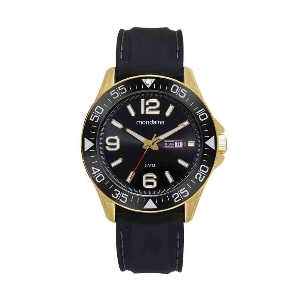 Relógio Mondaine Preto Dourado 32624 - Analógico, Calendário
