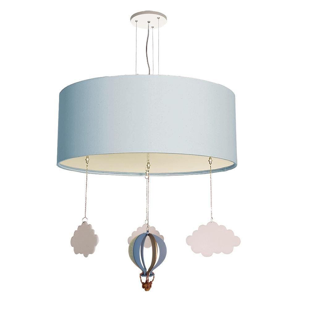 Luminária Pendente Balão Cúpula 40x15cm Azul - Tecido