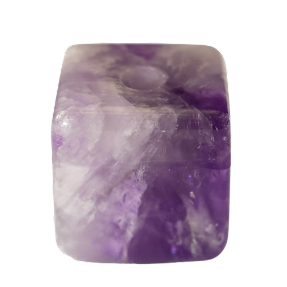 Colar Pedra Cubo Ametista Difusor Aromaterapia Ranhurado