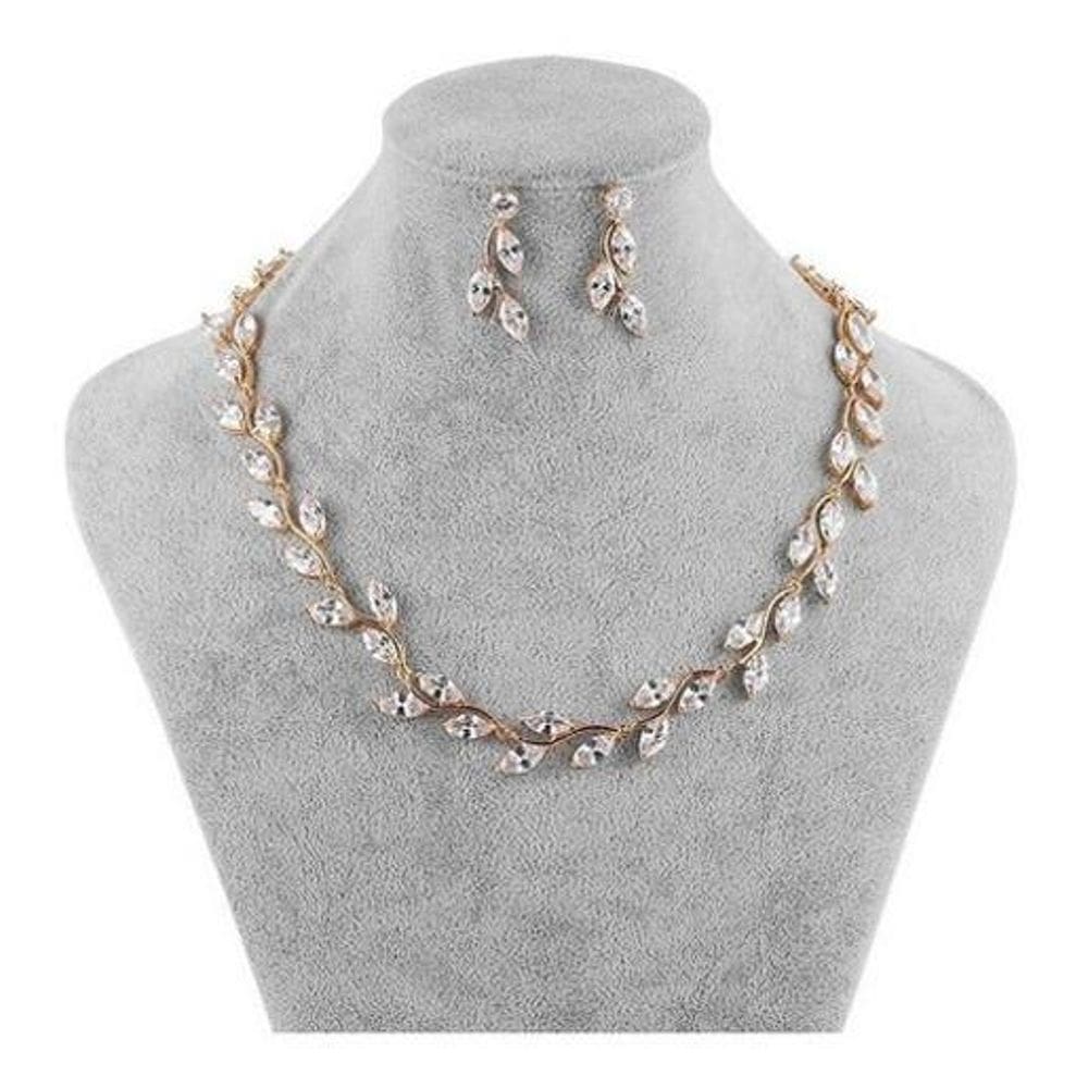 Conjunto Colar e Brinco Ouro Zircônia 43cm - Luxuoso