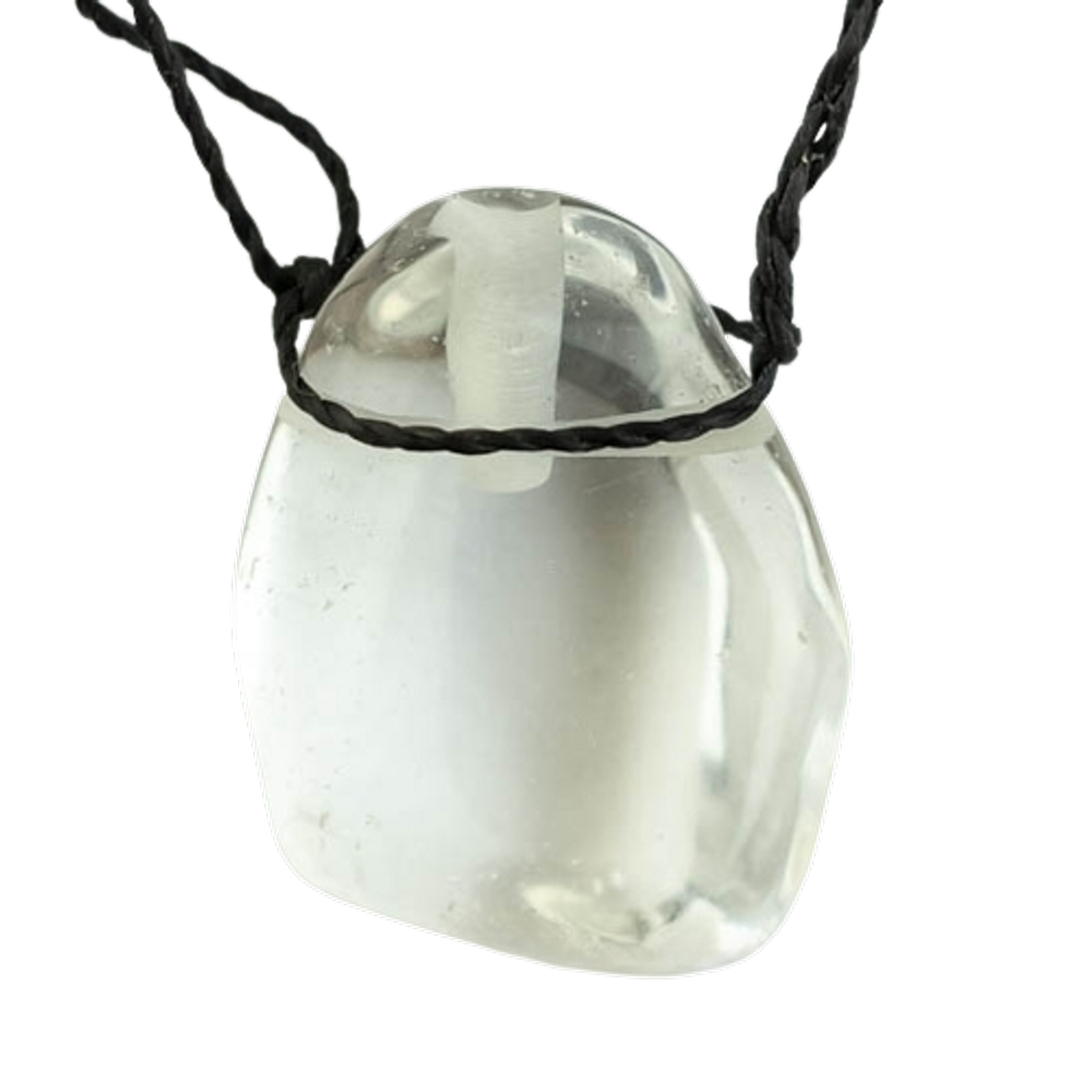 Colar Pedra Rolada Cristal Difusor Aromaterapia Ranhurado