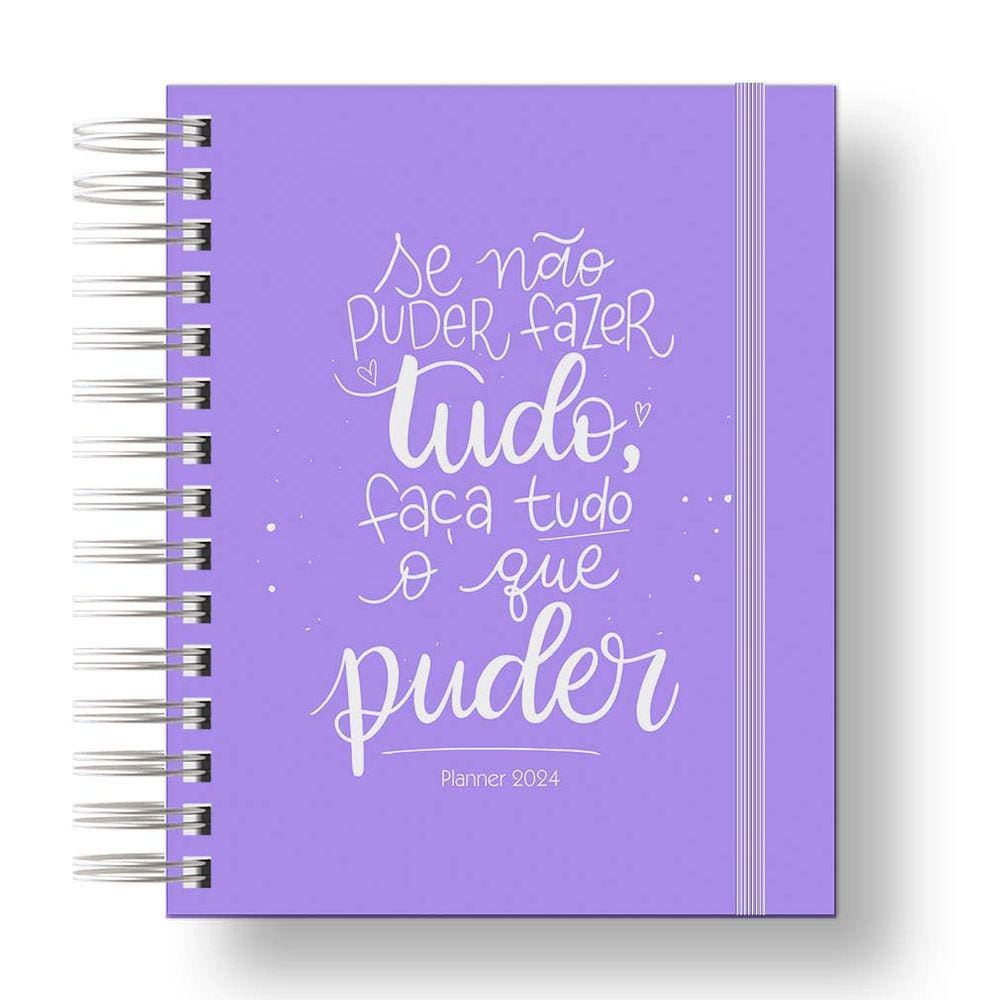 Planner 2024 Coleção Flores e Frases/Organizador anual 210Paginas Capa Dura Roxo