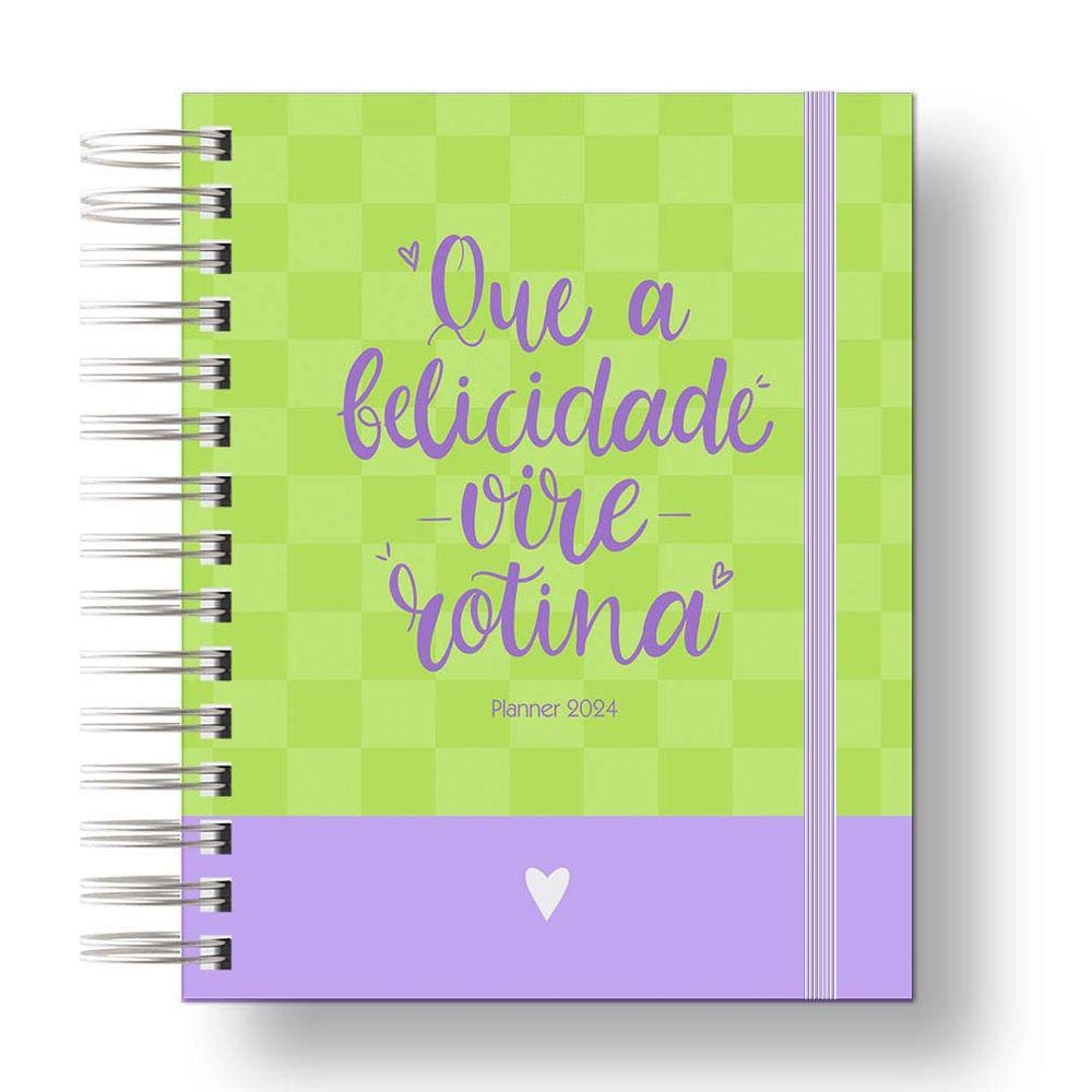 Planner 2024 Coleção Flores e Frases/Organizador anual 210Paginas Capa Dura Verde Xadrez