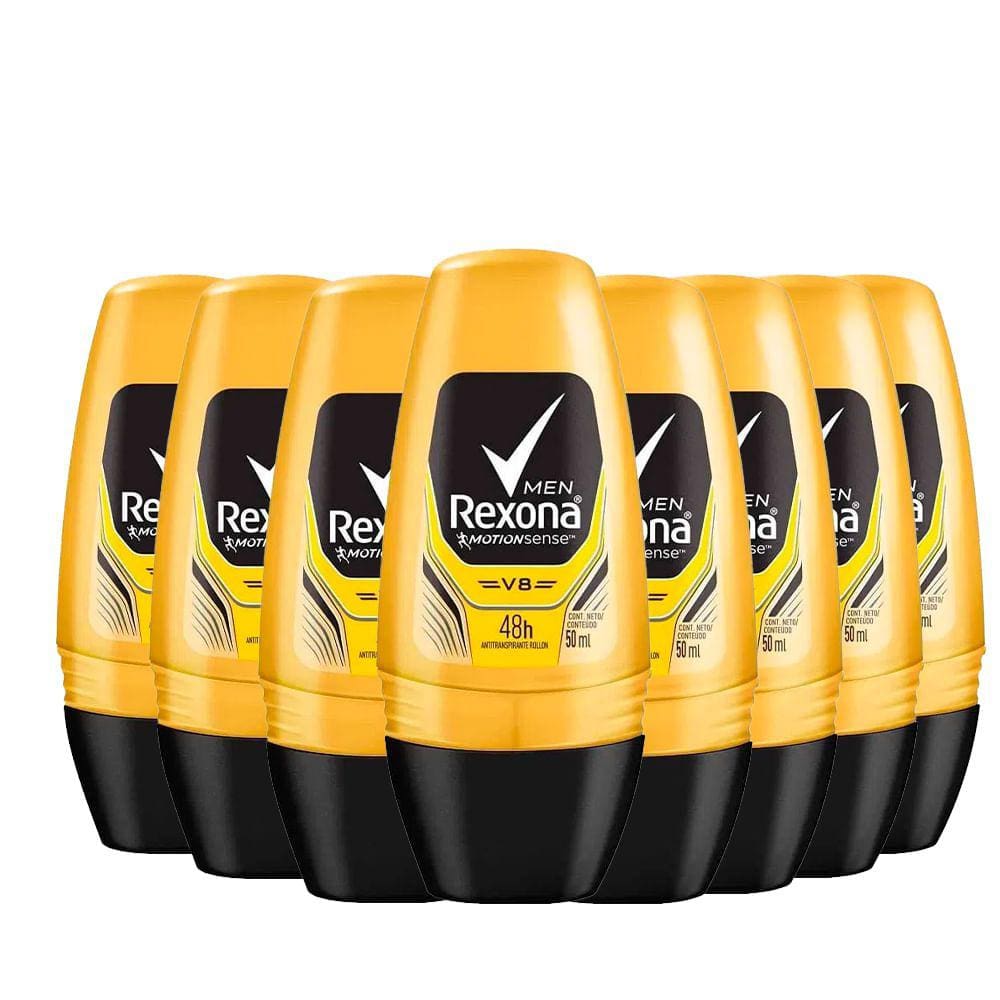 Kit Desodorante Roll On Rexona V8 50ml - 8 Unidades