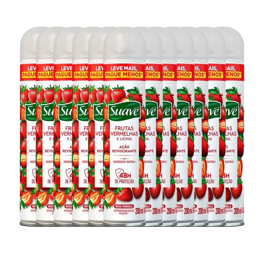 Kit Desodorante Aerosol Suave Frutas Vermelhas 200ml - 12 Unidades