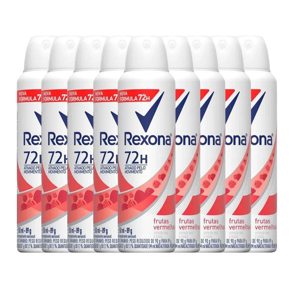 Kit Desodorante Aerosol Rexona Frutas Vermelhas 150ml - 9 Unidades