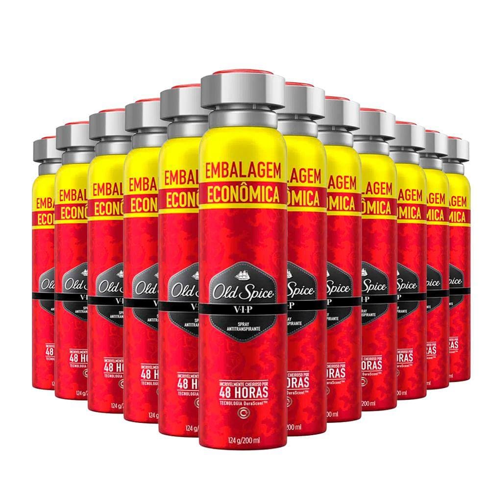 Kit Desodorante Spray Antitranspirante Old Spice Vip 200ml - 12 Unidades
