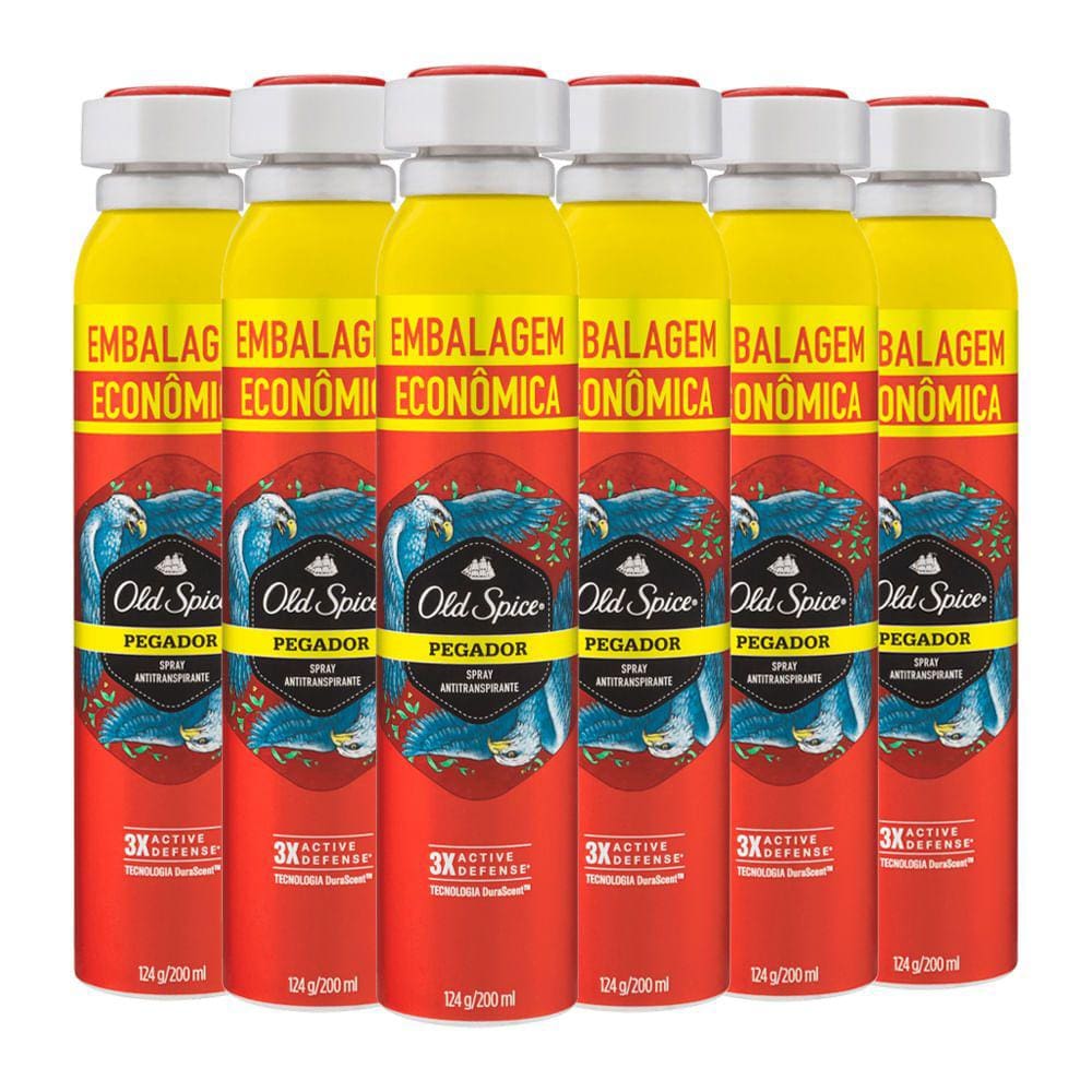 Kit Desodorante Aerosol Old Spice Pegador 200ml - 6 unidades