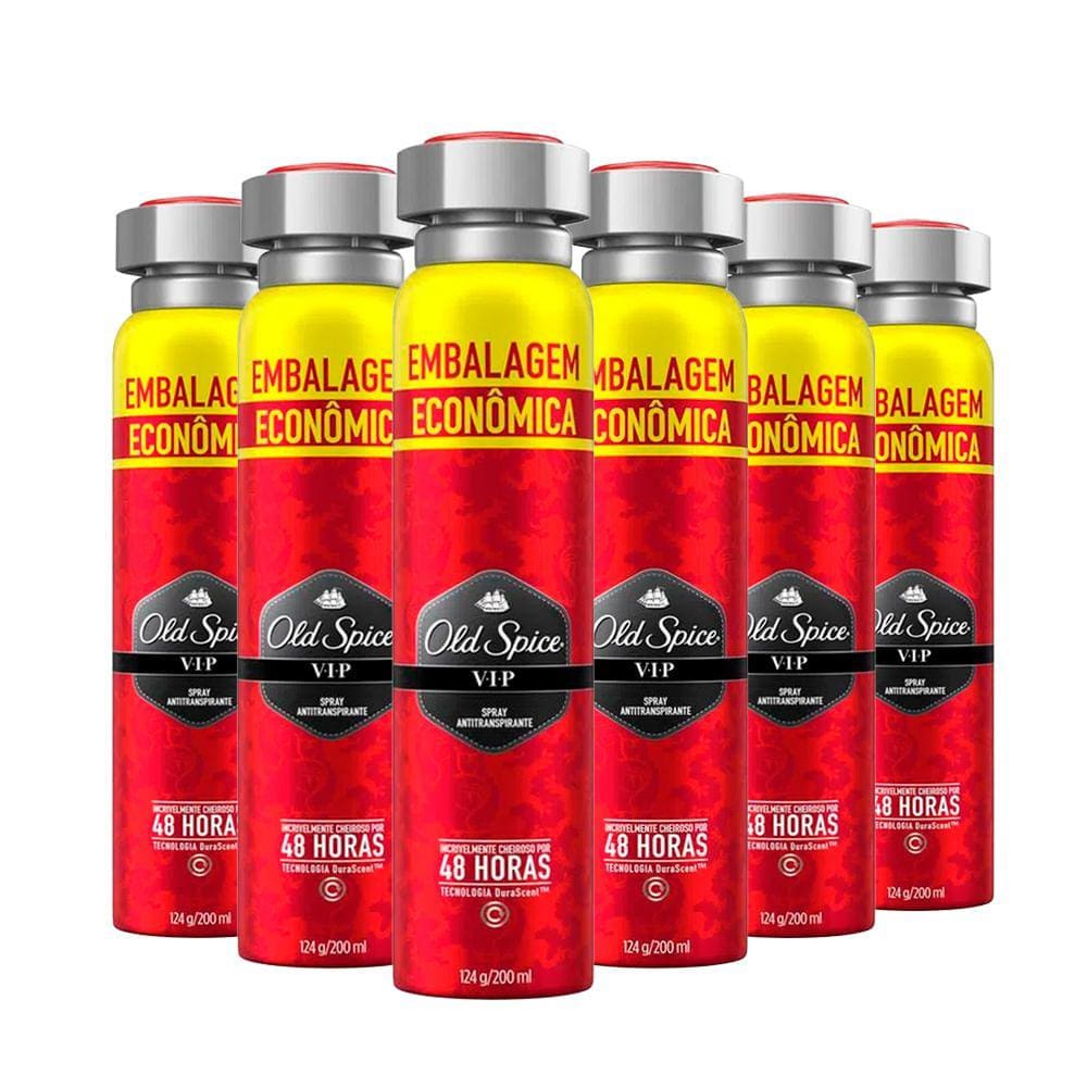 Kit Desodorante Spray Antitranspirante Old Spice Vip 200ml - 6 Unidades