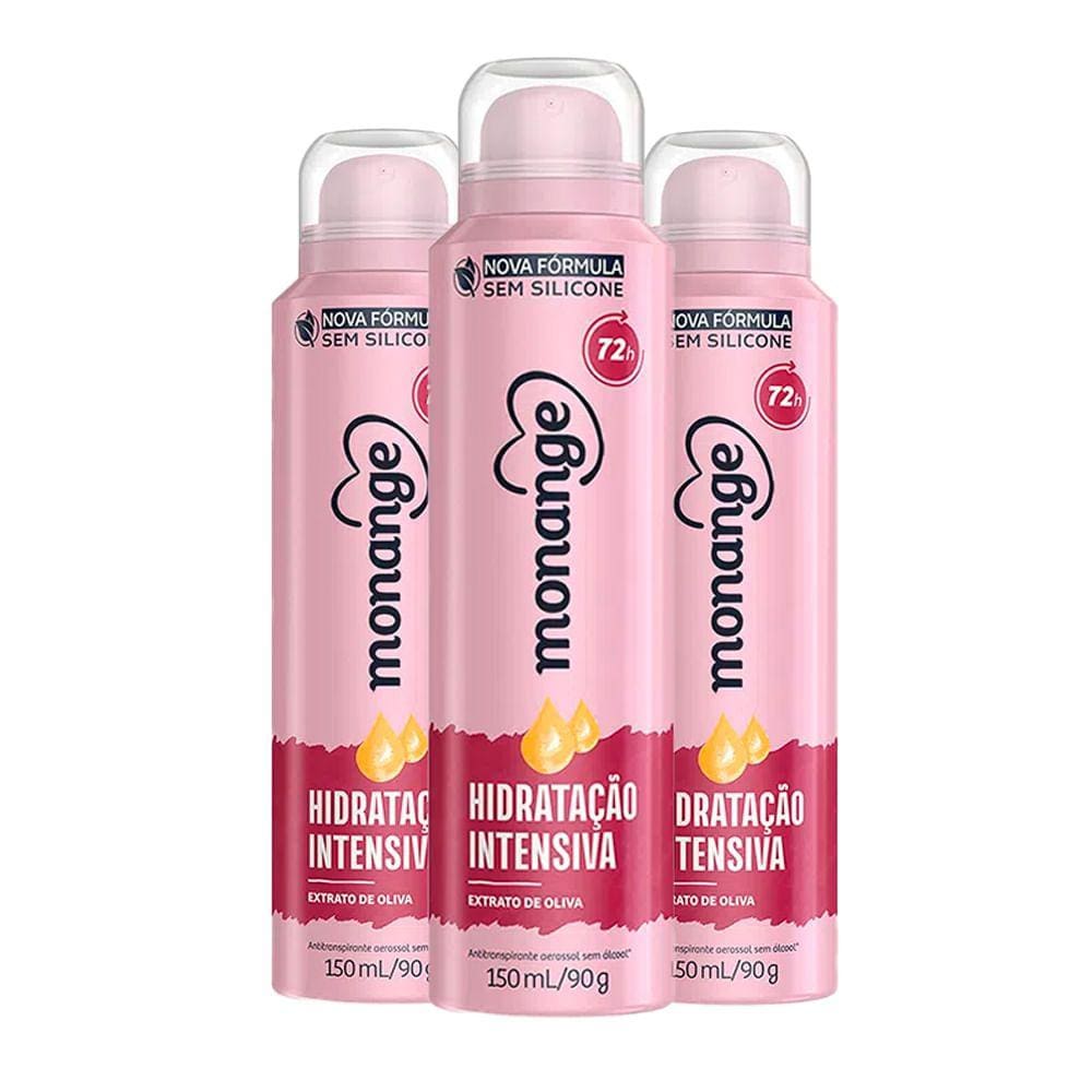 Kit Desodorante Aerosol Monange Hidratação Intensiva 90g - 3 unidades