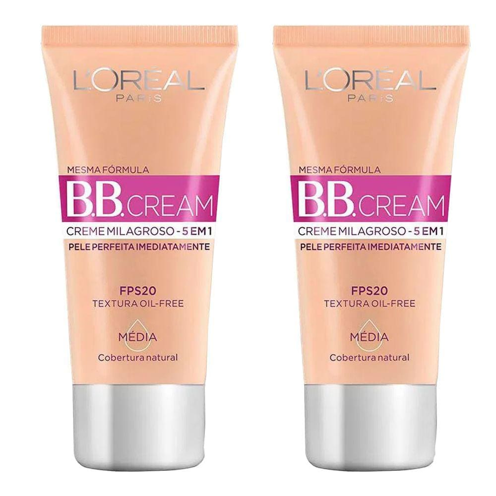 Kit 2 BB Cream L`Oréal Paris Dermo Expertise Média FPS20 30ml