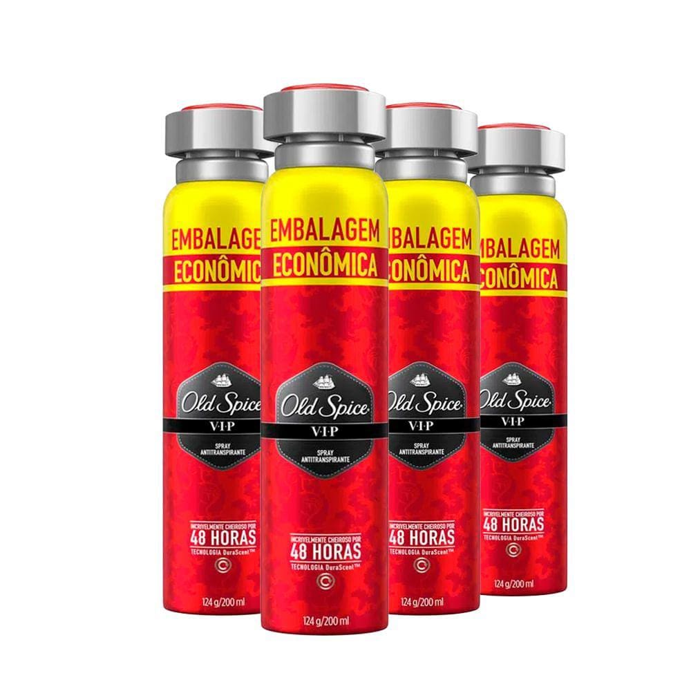 Kit Desodorante Spray Antitranspirante Old Spice Vip 200ml - 4 Unidades