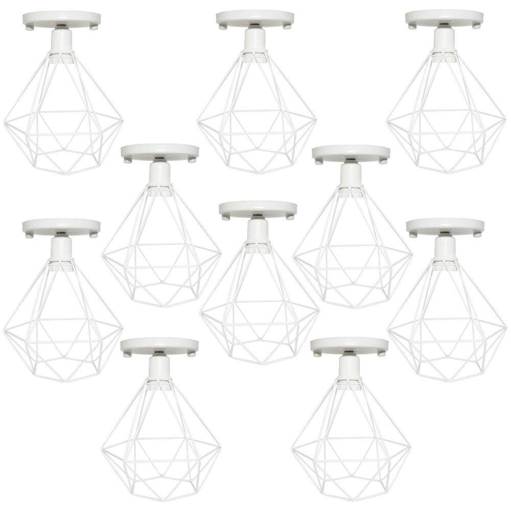 10 Lustres Teto Plafon Industrial Aramado Diamante Retrô Luminária Sobrepor Vintage Agp Ilumini
