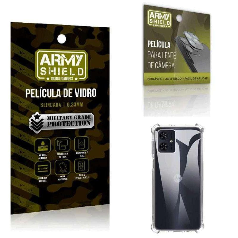 Capinha Moto G54 + Película Câmera + Película Vidro 3D