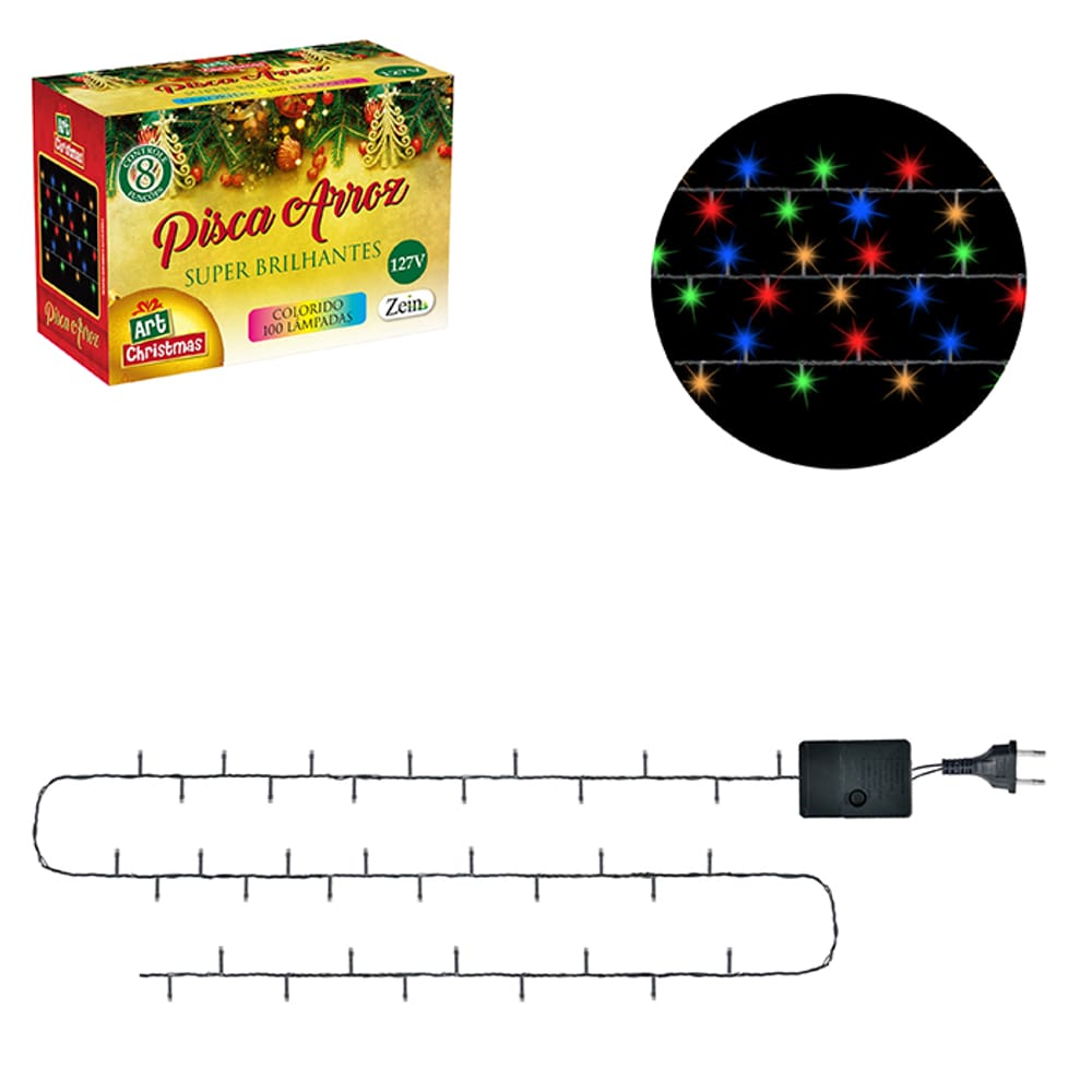 Pisca Arroz Colorido Rgb 100 Led 4,2M 127V