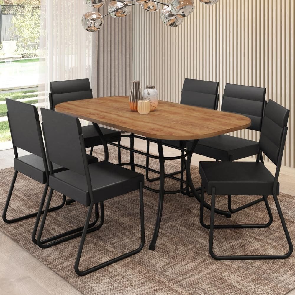 Conjunto Sala de Jantar com Mesa e 6 Cadeiras Fenix Carraro