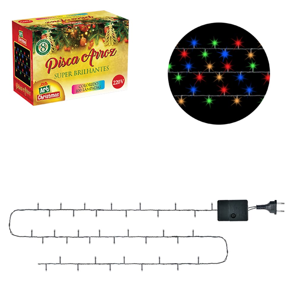Pisca Arroz Colorido Rgb 100 Led 4,2M 220V