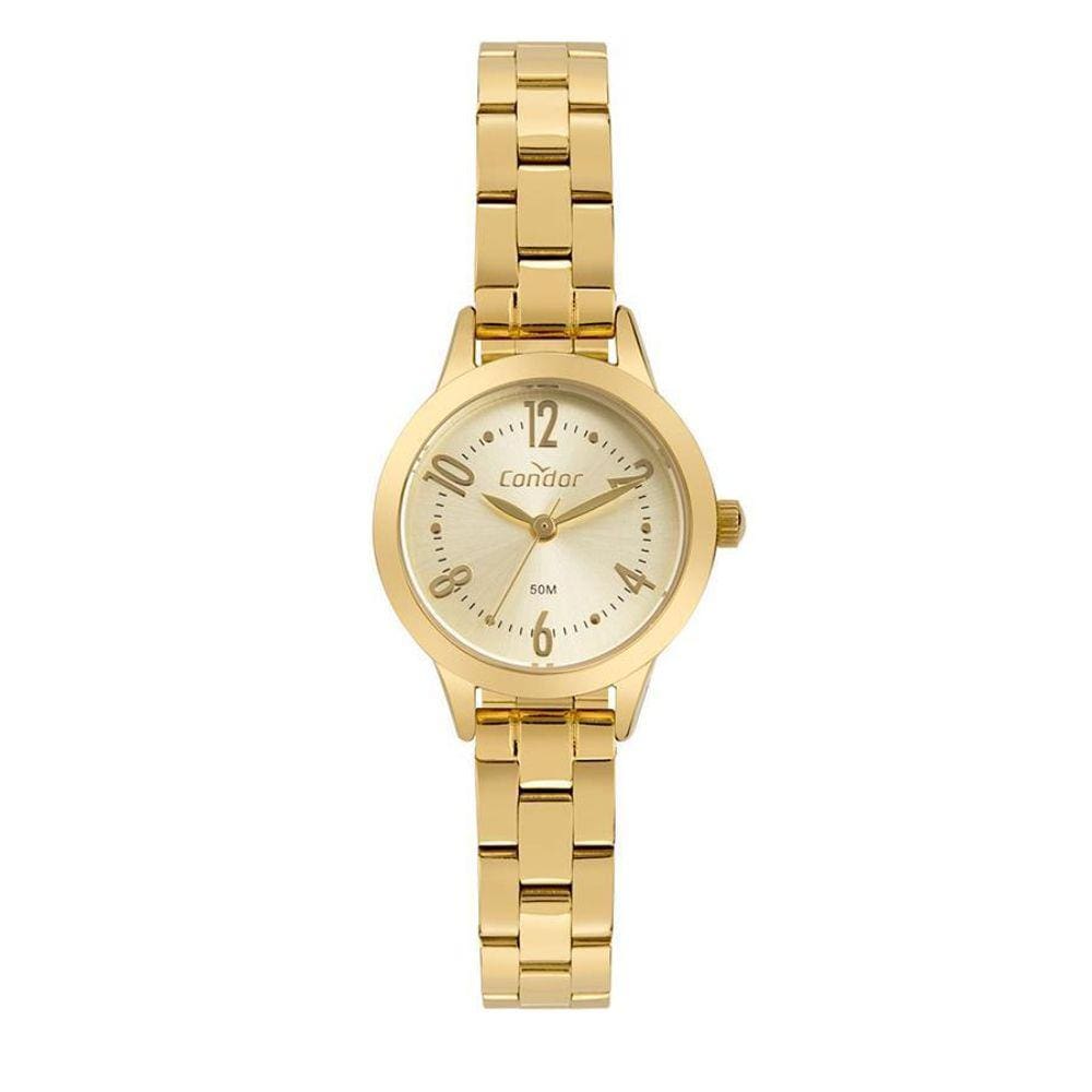 Relógio Condor Feminino Dourado 25mm Resistente Água