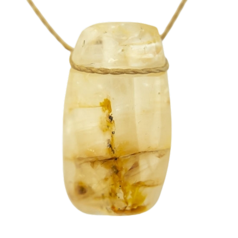 Colar Pedra Rolada Hematoide Amarelo Difusor Aromaterapia
