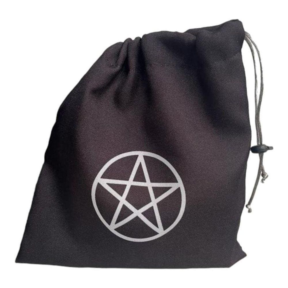 Estojo Tecido Pentagrama Preto e Prata Para Baralho 20x19cm